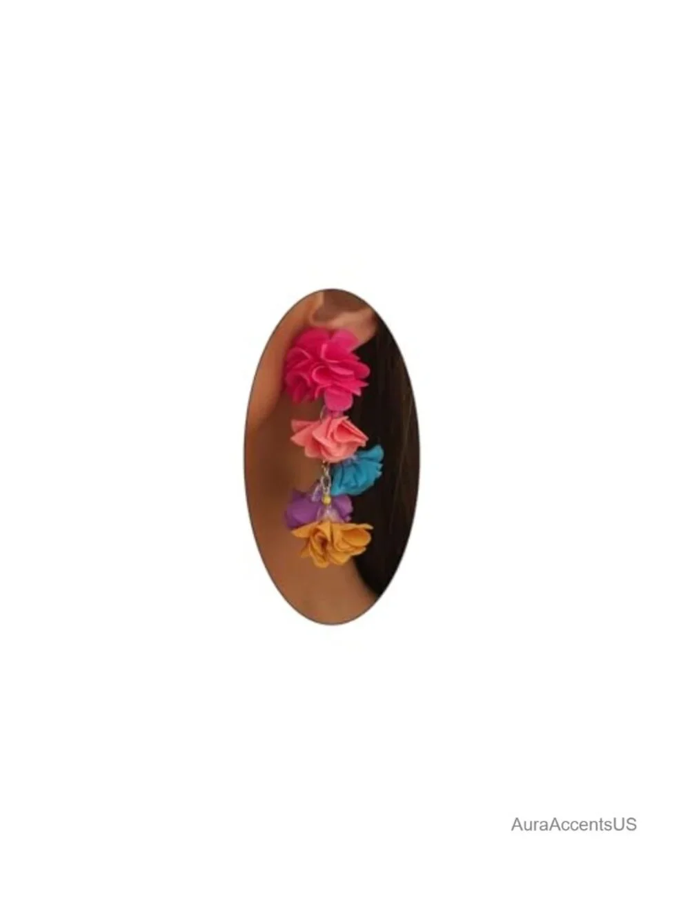 Fabric Floral Dangle Earrings Bohemian Vintage Statement Jewelry Women